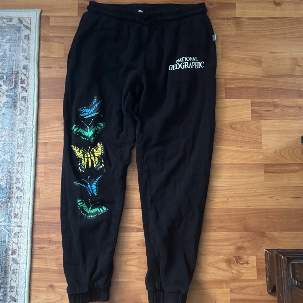 Big SALE National Geographic x Parks Project Black Joggers w/ Butterfly Pattern